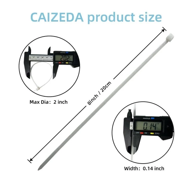 Alt view image 3 of 7 - Zip Ties 8 inch (1000Pack), 40lbs Tensile Strength, white cable Ties clear, wire Ties for indoor and outdoor use