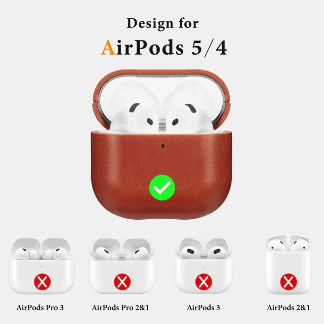 Alt view image 3 of 7 - Genuine Leather AirPods 5 & AirPods 4 Case Compatible with MagSafe Handcrafted Vintage Leather Develops Unique Patina, Shockproof Drop Protection Ideal for Business Commute and Daily Use