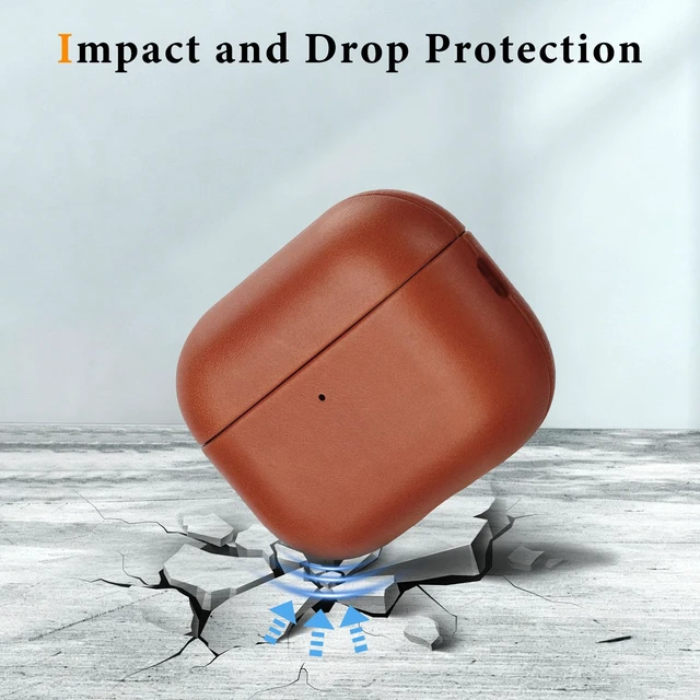 Alt view image 2 of 7 - Genuine Leather AirPods Pro 3 Case Compatible with MagSafe Handcrafted Vintage Leather Develops Unique Patina. Shockproof Drop Protection Ideal for Business Commute and Daily Use