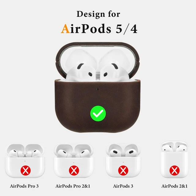 Alt view image 3 of 7 - Genuine Leather AirPods 5 & AirPods 4 Case Compatible with MagSafe Handcrafted Vintage Leather Develops Unique Patina, Shockproof Drop Protection Ideal for Business Commute and Daily Use