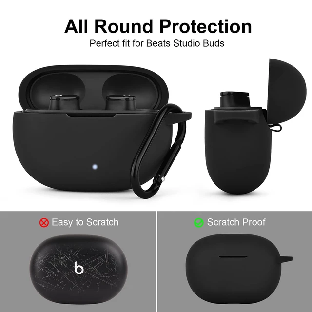 Alt view image 4 of 7 - Silicone Case Compatible with Beats Studio Buds Case 2021 Soft Protective Cover for Beats Wireless Earbuds with KeychainBlack