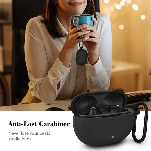 Alt view image 6 of 7 - Silicone Case Compatible with Beats Studio Buds Case 2021 Soft Protective Cover for Beats Wireless Earbuds with KeychainBlack