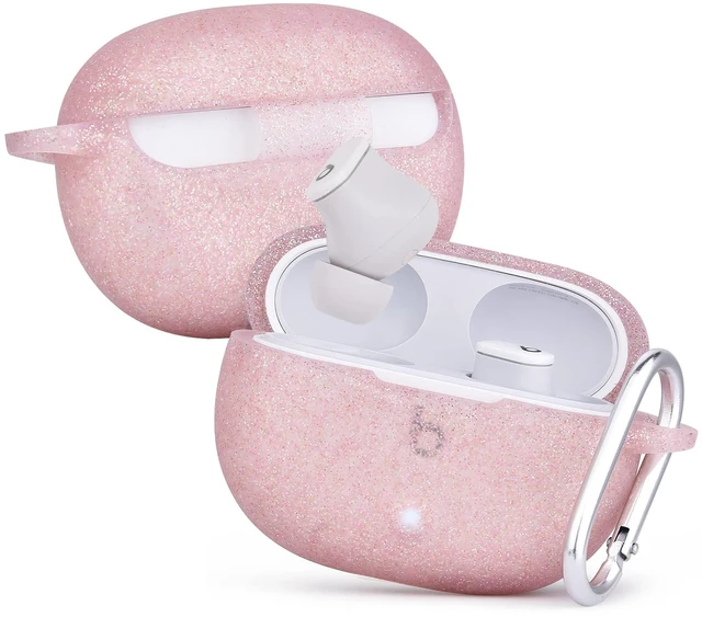 Alt view image 2 of 7 - Silicone Case Compatible with Beats Studio Buds Case 2021 Soft Protective Cover for Beats Wireless Earbuds with Keychain (Glittery Rose Gold)