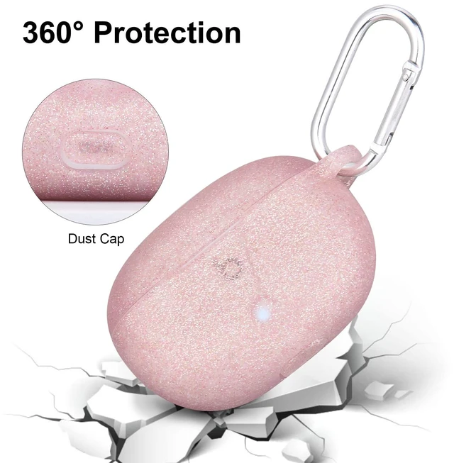 Alt view image 3 of 7 - Silicone Case Compatible with Beats Studio Buds Case 2021 Soft Protective Cover for Beats Wireless Earbuds with Keychain (Glittery Rose Gold)