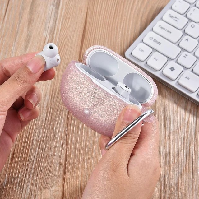 Alt view image 5 of 7 - Silicone Case Compatible with Beats Studio Buds Case 2021 Soft Protective Cover for Beats Wireless Earbuds with Keychain (Glittery Rose Gold)