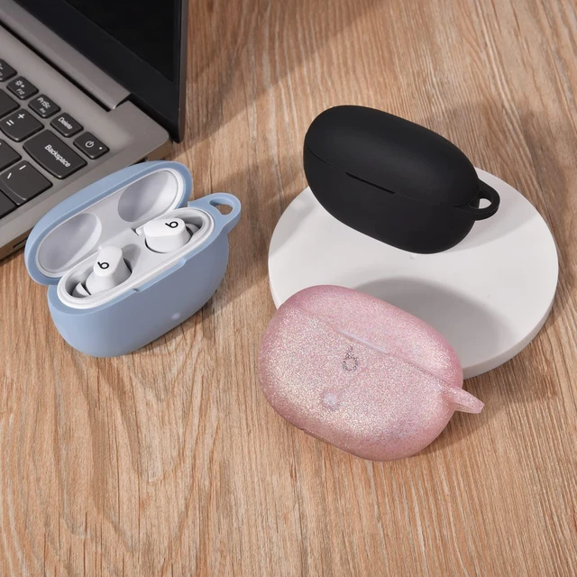 Alt view image 7 of 7 - Silicone Case Compatible with Beats Studio Buds Case 2021 Soft Protective Cover for Beats Wireless Earbuds with Keychain (Glittery Rose Gold)