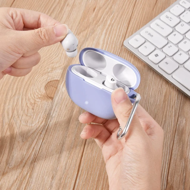 Alt view image 5 of 7 - Silicone Case Compatible with Beats Studio Buds Case 2021 Soft Protective Cover for Beats Wireless Earbuds with Keychain (Lilac)