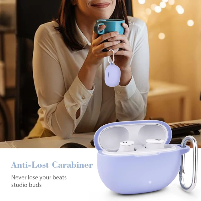 Alt view image 6 of 7 - Silicone Case Compatible with Beats Studio Buds Case 2021 Soft Protective Cover for Beats Wireless Earbuds with Keychain (Lilac)