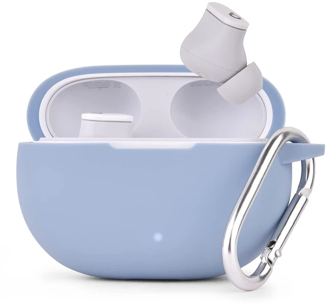 Main image of Silicone Case Compatible with Beats Studio Buds Case 2021 Soft Protective Cover for Beats Wireless Earbuds with Keychain (Grayish Blue)