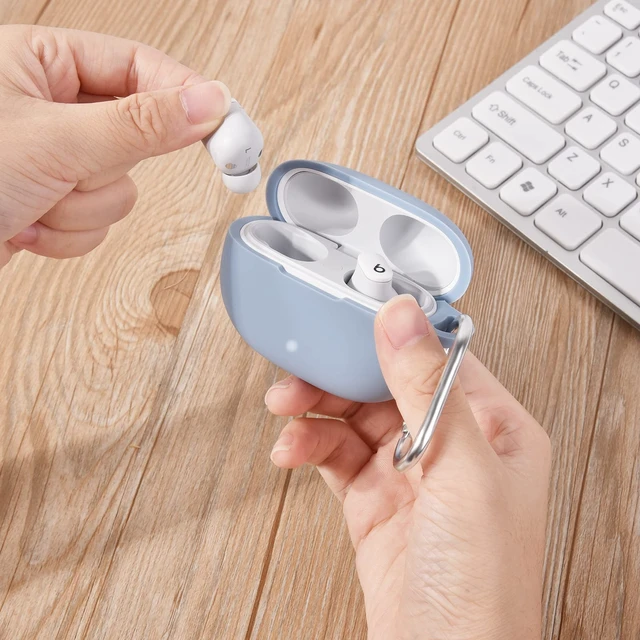 Alt view image 5 of 7 - Silicone Case Compatible with Beats Studio Buds Case 2021 Soft Protective Cover for Beats Wireless Earbuds with Keychain (Grayish Blue)