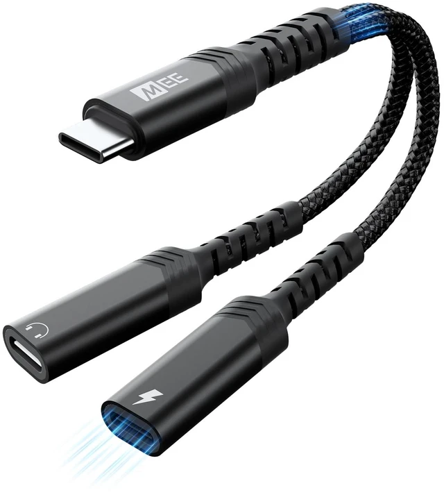 Main image of 2-in-1 USB-C Audio & Charging Splitter - USB Type C Male to Dual USB-C Female Headphone & Charger Adapter Dongle for iPhone 15/16/17, Samsung Galaxy, iPad, Pixel