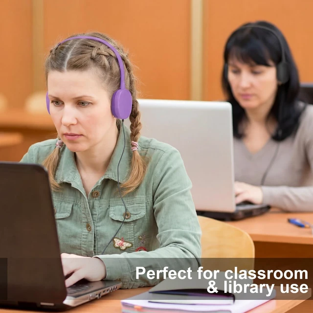 Alt view image 6 of 7 - 30 Pack Wired Headphones, Adjustable On Ear Headphones, Multi-colors with Stereo, Earbuds for Schools, Laptop, Travel, Plane, Tablet