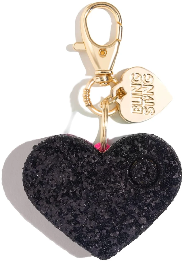 Main image of Personal Safety Alarm for Women - Ahh!-larm! Emergency Self-Defense Security Alarm Keychain with LED Light, Purse Charm, Black Glitter Heart, one size (ALBLKG)