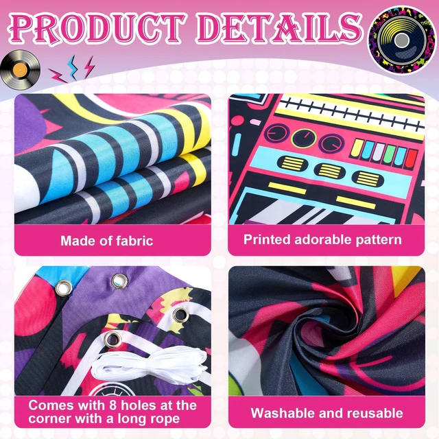 Alt view image 3 of 7 - 80s 90s Party Decorations Neon Radio Boombox Photo Booth Props Frame Radio Boombox Selfie Frame Backdrop Hanging Banner Party Supplies for 90s Boys Girls Hip Hop Music Theme Birthday Decor