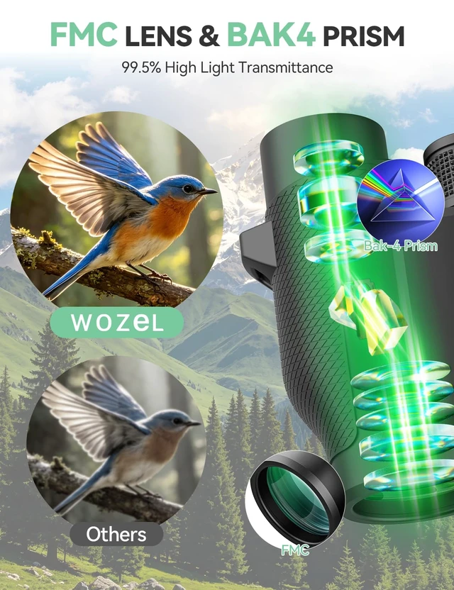 Alt view image 3 of 7 - 20x25 Compact Binoculars for Adults & Kids High Powered for Bird Watching Low Light Vision for Concert Cruise Travel, Lightweight Small Porro Prism FMC Lens with Case Strap
