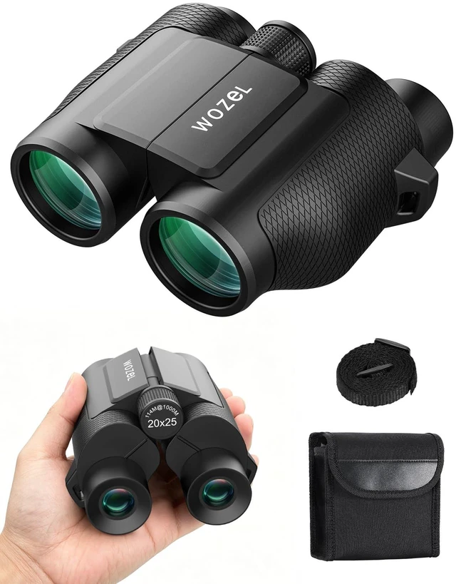 Main image of 20x25 Compact Binoculars for Adults & Kids High Powered for Bird Watching Low Light Vision for Concert Cruise Travel, Lightweight Small Porro Prism FMC Lens with Case Strap