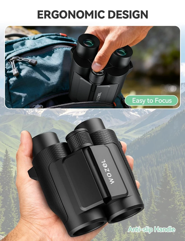 Alt view image 5 of 7 - 20x25 Compact Binoculars for Adults & Kids High Powered for Bird Watching Low Light Vision for Concert Cruise Travel, Lightweight Small Porro Prism FMC Lens with Case Strap