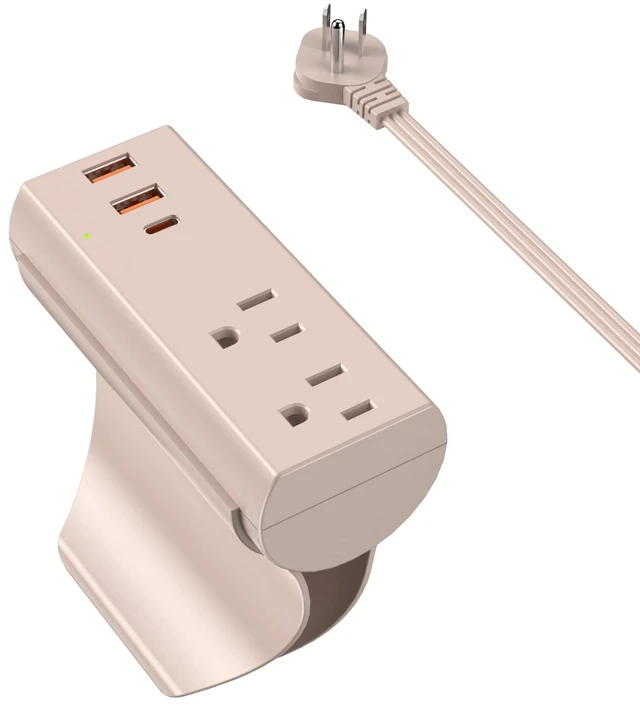 Main image of Couch Charging Station, Sofa Outlet with 2 AC Outlets 3USB Ports PD20W USB C & 1050J Surge Protection, 6ft Flat Power Cord for Furniture Couch. ETL Listed. Pink