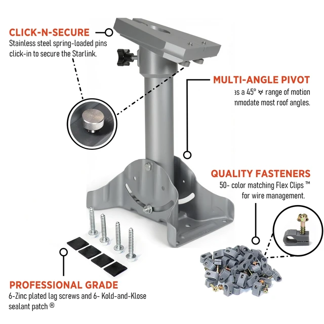Alt view image 3 of 4 - Starlink Generation 3 Heavy Duty Pivot Roof Mount Kit Compatible with Gen3 / V3 Starlink Standard Dish