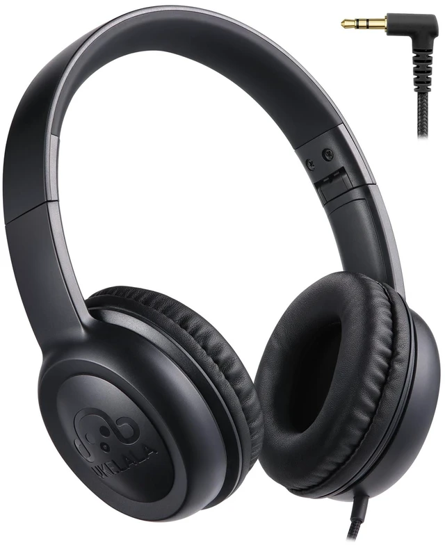 Main image of C3 Foldable Kids Headphones Wired for School Boys Girls 3.5mm Jack On-Ear Head phones for Child Home Airplane Tablet, No Microphones, Adjustable Headband Black