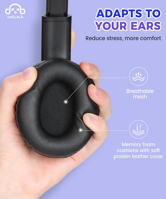 Alt view image 3 of 7 - C3 Foldable Kids Headphones Wired for School Boys Girls 3.5mm Jack On-Ear Head phones for Child Home Airplane Tablet, No Microphones, Adjustable Headband Black