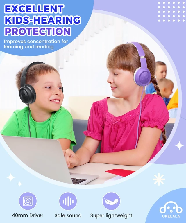 Alt view image 5 of 7 - C3 Foldable Kids Headphones Wired for School Boys Girls 3.5mm Jack On-Ear Head phones for Child Home Airplane Tablet, No Microphones, Adjustable Headband Black