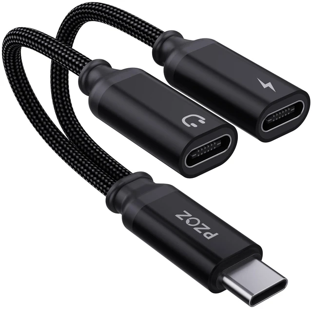Main image of USB C Headphone Adapter, 100W Audio Charging Splitter for iPhone 2-in-1 USB-C adapter lets you charge and use wired headphones at the same time, perfect for music, gaming and calls