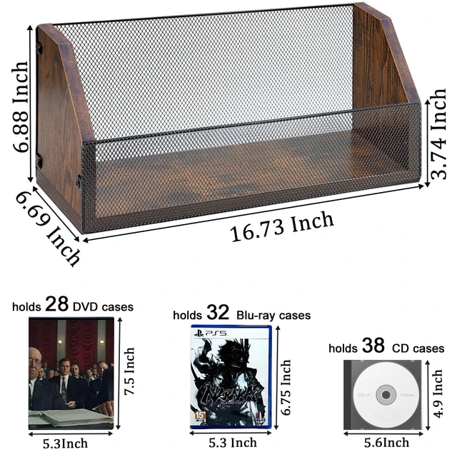 Alt view image 2 of 7 - 2 Pack CD Storage Rack Holds 76 Full/152 Slim CDs Desktop/Closet CD/DVD Rack, Space-saving, Holds Game Cases/Papers/Cards, Sturdy Metal, Compact