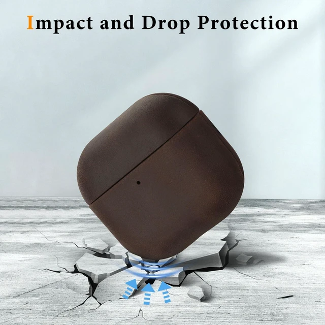 Alt view image 2 of 7 - Genuine Leather AirPods 5 & AirPods 4 Case Compatible with MagSafe Handcrafted Vintage Leather Develops Unique Patina, Shockproof Drop Protection Ideal for Business Commute and Daily Use