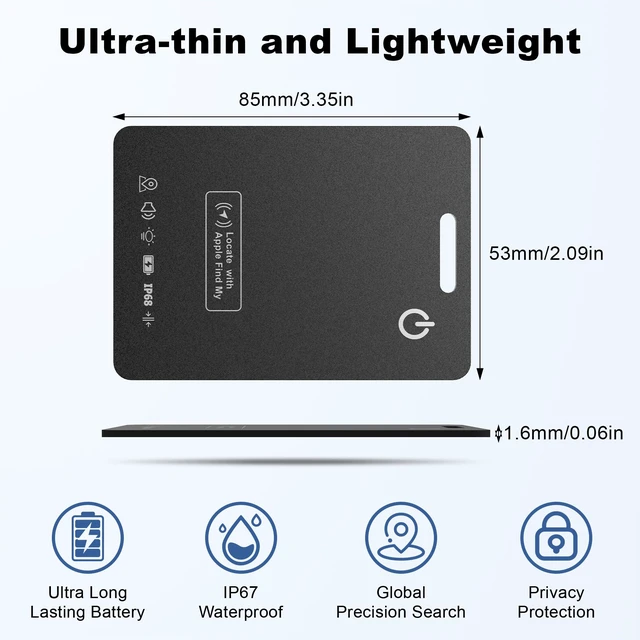 Alt view image 5 of 7 - 2-Pack Wallet Tracker Cards, Works with Apple Find My 1.6mm thin, Qi rechargeable, 5-month battery, IP68 waterproof, Left-Behind Alerts, iPhone & iPad compatible