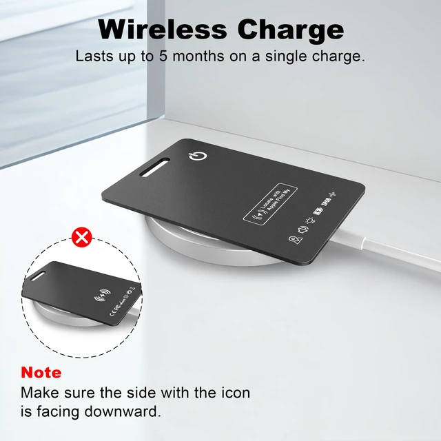 Alt view image 7 of 7 - 2-Pack Wallet Tracker Cards, Works with Apple Find My 1.6mm thin, Qi rechargeable, 5-month battery, IP68 waterproof, Left-Behind Alerts, iPhone & iPad compatible