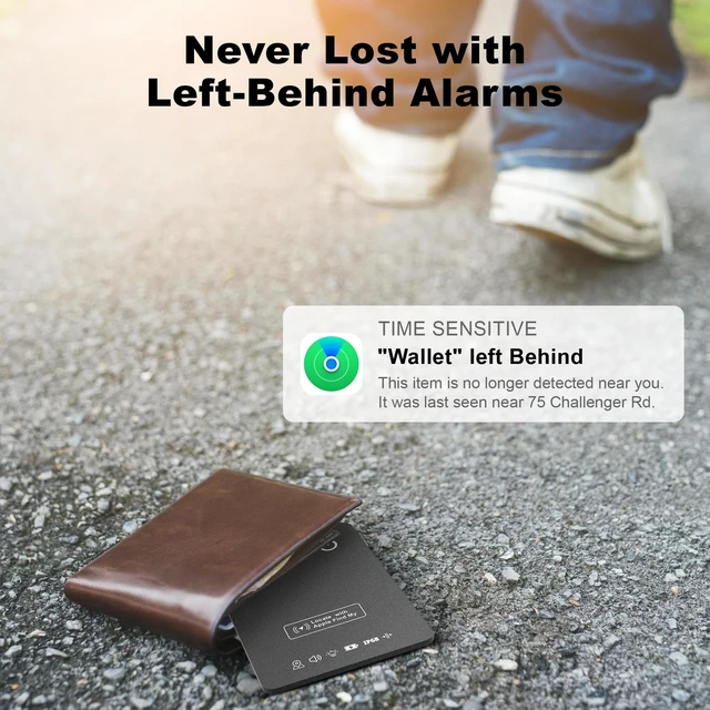 Alt view image 6 of 7 - 2-Pack Wallet Tracker Cards, Works with Apple Find My 1.6mm thin, Qi rechargeable, 5-month battery, IP68 waterproof, Left-Behind Alerts, iPhone & iPad compatible