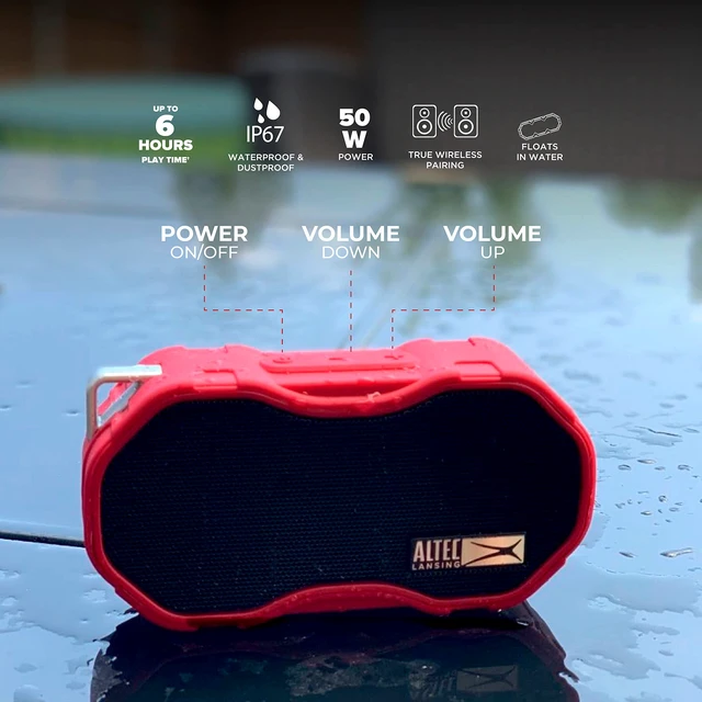 Alt view image 2 of 7 - Baby Boom Waterproof Bluetooth Speaker, Wireless & Portable for Travel & Outdoor Use, Deep Bass & Loud Sound, 1 Pack (Red)