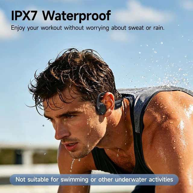 Alt view image 3 of 7 - Bone Conduction Headphones Bluetooth 6.0 - IPX7 Waterproof Bone Conduction, Bluetooth 6.0, IPX7 Waterproof, Wireless Headphones