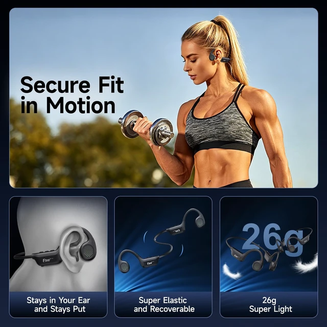 Alt view image 4 of 7 - Bone Conduction Headphones Bluetooth 6.0 - IPX7 Waterproof Bone Conduction, Bluetooth 6.0, IPX7 Waterproof, Wireless Headphones