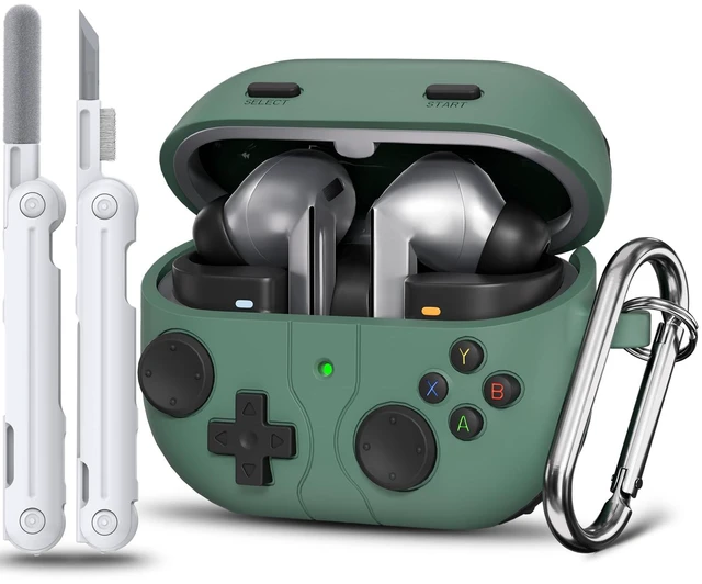 Main image of Game Case for Samsung Galaxy Buds 3 FE(2025)/Buds 3 Pro Case 2024,Green Soft Silicone Classic Game Player Design with 3D Button Cover for Buds Pro 3 Case with Cleaner Kit for Women Men,Shockproof