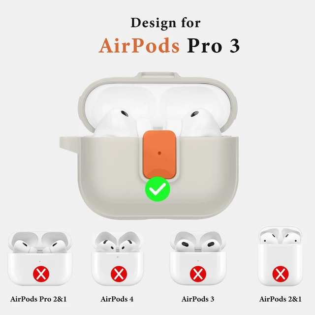 Alt view image 6 of 7 - for AirPods Pro 3 Case, Starlight Orange Compatible with Apple AirPods Pro 3rd Generation Case (2025), Two-Tone Effect, with Safety Lock & Carabiner