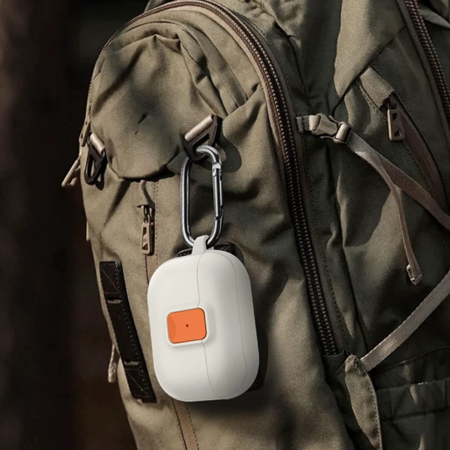 Alt view image 7 of 7 - for AirPods Pro 3 Case, Starlight Orange Compatible with Apple AirPods Pro 3rd Generation Case (2025), Two-Tone Effect, with Safety Lock & Carabiner