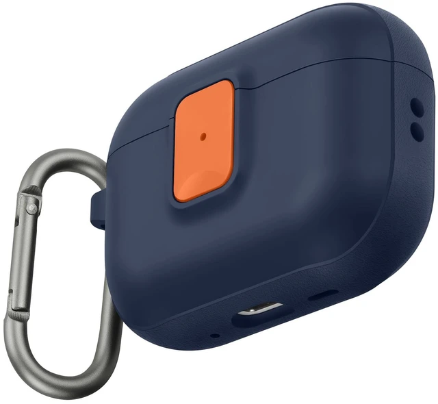 Main image of for AirPods Pro 3 Case, Dark Blue Orange Compatible with Apple AirPods Pro 3rd Generation Case (2025), Two-Tone Effect, with Safety Lock & Carabiner