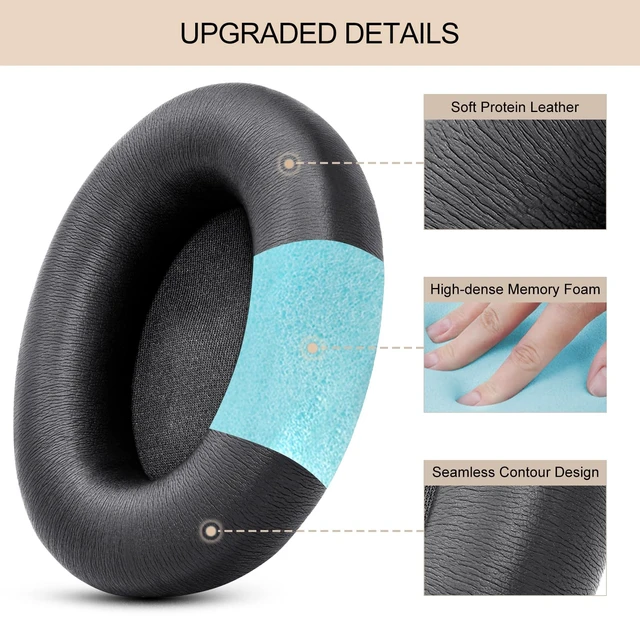 Alt view image 3 of 7 - Ear Pads Replacement for Beats Studio Pro Wireless Earpad Cushion Protein Leather Strong Adhesive (Black)