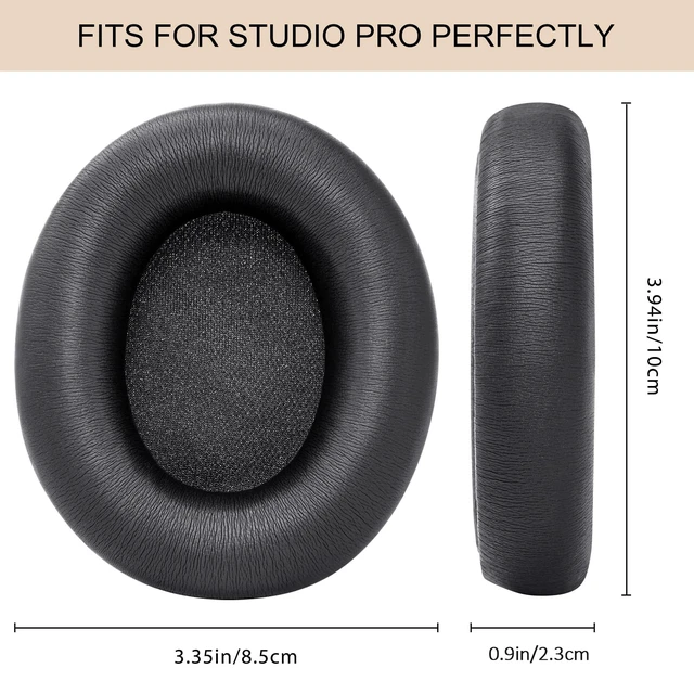 Alt view image 7 of 7 - Ear Pads Replacement for Beats Studio Pro Wireless Earpad Cushion Protein Leather Strong Adhesive (Black)