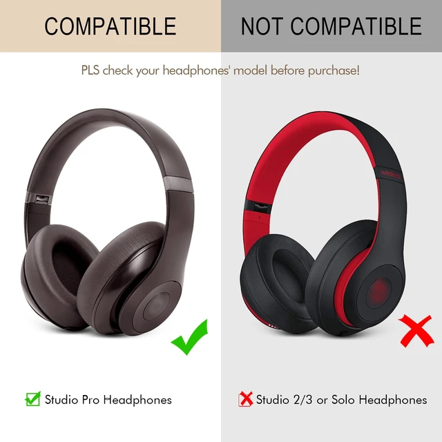 Alt view image 2 of 7 - Ear Pads Replacement for Studio Pro - GVOEARS Ear Cushions for Beats Studio Pro Wireless Over Ear Headphones, Protein Leather Strong Adhesive (Deep Brown)