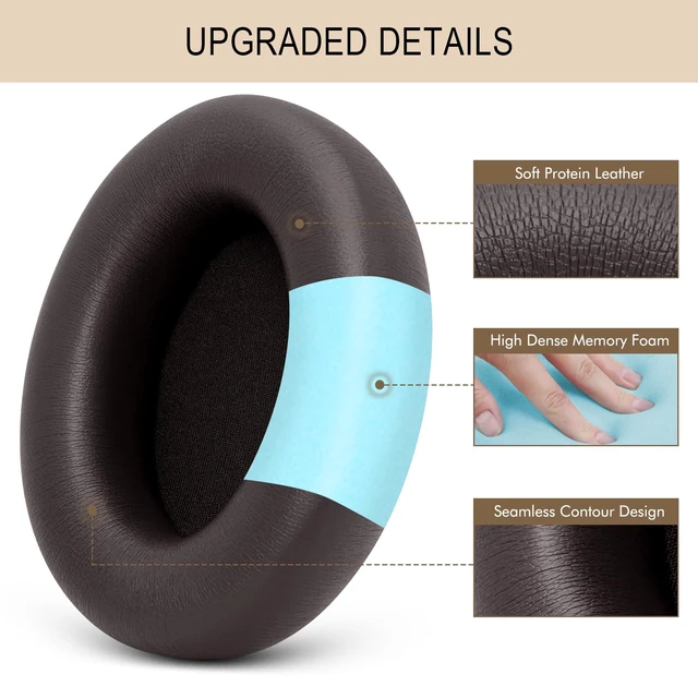 Alt view image 3 of 7 - Ear Pads Replacement for Studio Pro - GVOEARS Ear Cushions for Beats Studio Pro Wireless Over Ear Headphones, Protein Leather Strong Adhesive (Deep Brown)