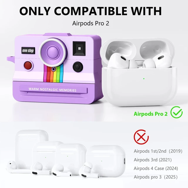 Alt view image 2 of 7 - Compatible with AirPods AirPods Pro 2 Case,Silicone Cover Retro Camera Design Case,Shock Resistant,Full Protection for AirPods Pro 2rd 1st Generation Cases