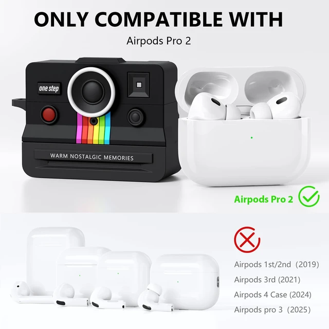Alt view image 2 of 7 - Compatible with AirPods AirPods Pro 2 Case,Silicone Cover Retro Camera Design Case,Shock Resistant,Full Protection for AirPods Pro 2rd 1st Generation Cases