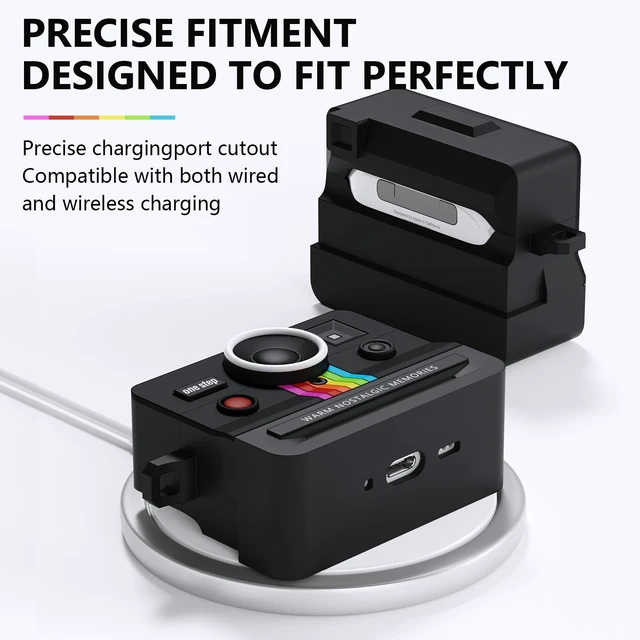 Alt view image 4 of 7 - Compatible with AirPods AirPods Pro 2 Case,Silicone Cover Retro Camera Design Case,Shock Resistant,Full Protection for AirPods Pro 2rd 1st Generation Cases