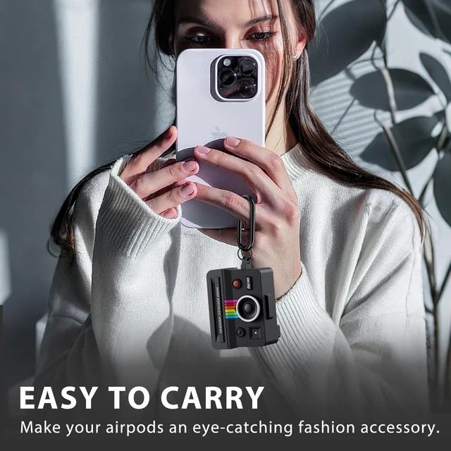 Alt view image 6 of 7 - Compatible with AirPods AirPods Pro 2 Case,Silicone Cover Retro Camera Design Case,Shock Resistant,Full Protection for AirPods Pro 2rd 1st Generation Cases