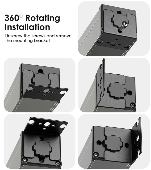 Alt view image 2 of 5 - Heavy Duty Power Strip Wall Mount, 20 Amp Surge Protector 1200J Metal 8 Outlet Under Desk Mounted 20A, Garage Power Table Socket Industrial Outlets 6-20R T-Slot, 6FT 12AWG Extension Cord
