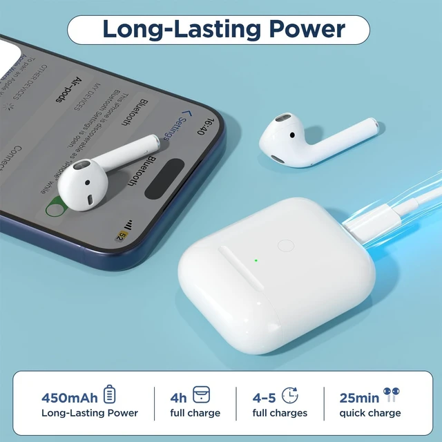 Alt view image 4 of 7 - Wireless airpod Charging case for 1 & 2 Gen Light-ning Port Replacement Charger for AirPods 1st & 2nd Generation with Fast Pairing Sync Button (No Earbuds)
