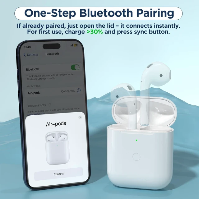 Alt view image 6 of 7 - Wireless airpod Charging case for 1 & 2 Gen Light-ning Port Replacement Charger for AirPods 1st & 2nd Generation with Fast Pairing Sync Button (No Earbuds)